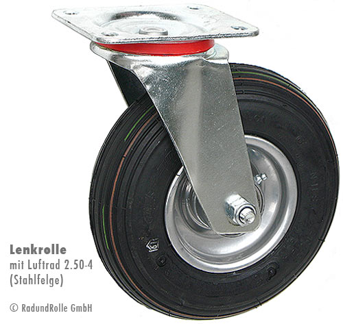 Lenkrolle mit Luftrad 2.50-4 215 x 65 mm